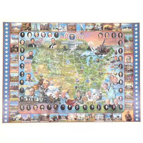 Vintage White Mountain US Presidents 1000 Piece Interlocking Jigsaw Puzzle - GUC - Picture 1 of 14
